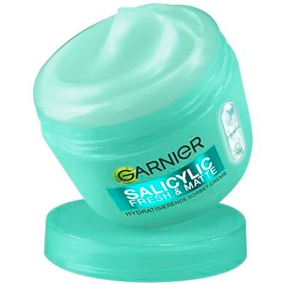 Garnier Salicylic Fresh & Matte Hydratisierende Sorbet Creme – Gesichtspflege mit Salicylsäure & 4% Niacinamid gegen Unreinheiten – Mattierende Feuchtigkeitscreme für ebenmäßigen Teint – 85ml Garnier Salicylic Fresh & Matte Hydratisierende Sorbet Creme – Gesichtspflege mit Salicylsäure & 4% Niacinamid gegen Unreinheiten – Mattierende Feuchtigkeitscreme für ebenmäßigen Teint – 85ml