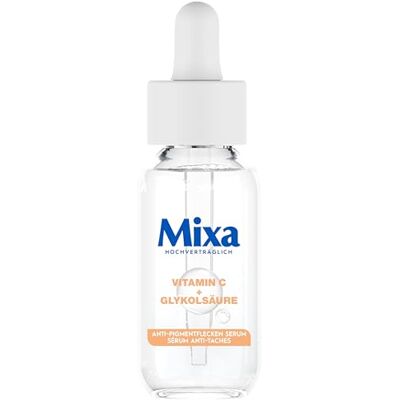 Mixa Anti-Pigmentflecken Serum, Für ungleichmäßige, fahle und sensible Haut mit Vitamin C und Niacinamid, Geeignet für Gesicht & Hals, LSF 20, Hypoallergen, 30 ml Mixa Anti-Pigmentflecken Serum, Für ungleichmäßige, fahle und sensible Haut mit Vitamin C und Niacinamid, Geeignet für Gesicht & Hals, LSF 20, Hypoallergen, 30 ml