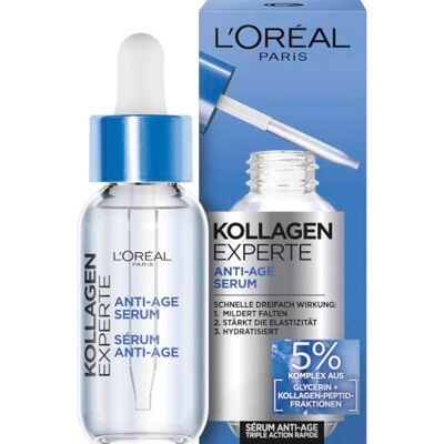 L'Oreal Paris L’Oréal Paris Anti-Age Serum, Milderung von Falten, Feuchtigkeitsspendendes Anti-Aging Serum mit Glycerin und Vitamin C, Kollagen Experte, 30 ml L'Oreal Paris L’Oréal Paris Anti-Age Serum, Milderung von Falten, Feuchtigkeitsspendendes Anti-Aging Serum mit Glycerin und Vitamin C, Kollagen Experte, 30 ml