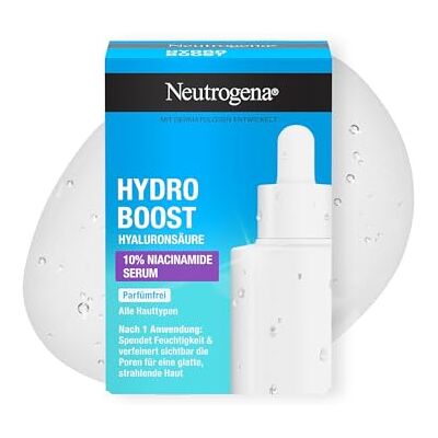 Neutrogena Hydro Boost 10Prozent Niacinamide Serum 30 ml,feuchtigkeitsspendendes Hyaluron Serum verfeinert sichtbar die Poren für glatte + strahlende Haut,Gesichtsserum mit Niacinamid,alle Hauttypen Neutrogena Hydro Boost 10Prozent Niacinamide Serum 30 ml,feuchtigkeitsspendendes Hyaluron Serum verfeinert sichtbar die Poren für glatte + strahlende Haut,Gesichtsserum mit Niacinamid,alle Hauttypen