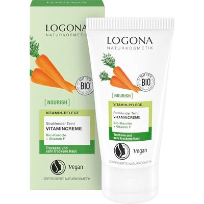 LOGONA Naturkosmetik NOURISH Strahlender Teint Vitamincreme 50 ml natürlicher Glow Gesichtscreme mit Bio-Karotte & Vitamin F für trockene Haut LOGONA Naturkosmetik NOURISH Strahlender Teint Vitamincreme 50 ml natürlicher Glow Gesichtscreme mit Bio-Karotte & Vitamin F für trockene Haut