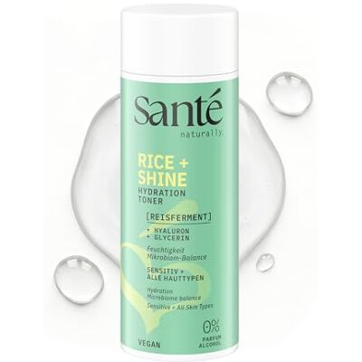 Santé naturally. Rice + Shine Hydration Toner 125 ml intensive Feuchtigkeitspflege mit Reisferment, Hyaluron & Glycerin versorgt die Haut reichhaltig vegan, ohne Alkohol & Parfum Santé naturally. Rice + Shine Hydration Toner 125 ml intensive Feuchtigkeitspflege mit Reisferment, Hyaluron & Glycerin versorgt die Haut reichhaltig vegan, ohne Alkohol & Parfum