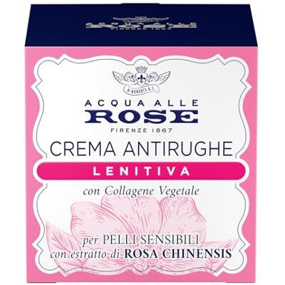 Acqua alle Rose , Beruhigende Anti-Falten-Gesichtscreme mit pflanzlichem Kollagen von Rose Chinensis, geeignet für empfindliche oder trockene Haut, stark gegen Falten und sanft zur Haut, 50 ml Acqua alle Rose , Beruhigende Anti-Falten-Gesichtscreme mit pflanzlichem Kollagen von Rose Chinensis, geeignet für empfindliche oder trockene Haut, stark gegen Falten und sanft zur Haut, 50 ml