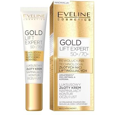 EVELINE COSMETICS Gold Lift Expert Luxus Gold Straffende Creme für Augen- und Lippenkonturen 50+/70+ mit Anti-Aging-Komplexen, 24K Gold, Pro-Retinol A 15ml EVELINE COSMETICS Gold Lift Expert Luxus Gold Straffende Creme für Augen- und Lippenkonturen 50+/70+ mit Anti-Aging-Komplexen, 24K Gold, Pro-Retinol A 15ml
