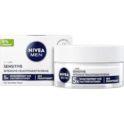 NIVEA MEN Sensitive Intensive Feuchtigkeitscreme, Gesichtscreme mit 48h Feuchtigkeit für empfindliche Männerhaut, Gesichtspflege zur Linderung von Hautirritationen (50 ml) NIVEA MEN Sensitive Intensive Feuchtigkeitscreme, Gesichtscreme mit 48h Feuchtigkeit für empfindliche Männerhaut, Gesichtspflege zur Linderung von Hautirritationen (50 ml)