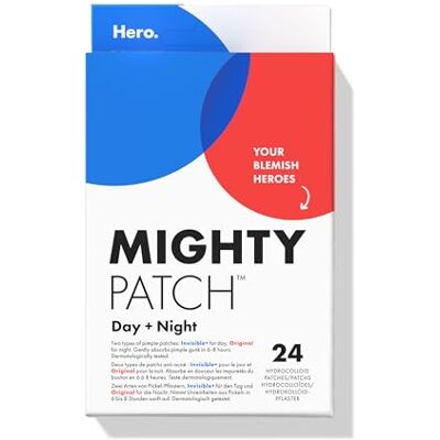 HERO COSMETICS Mighty Patch Day + Night, Hydrocolloid-Aknepflaster, ziehen Unreinheiten in 6 Stunden aus Pickeln, Tag- & Nachtbehandlung, 24 Pickel-Patches: 12 für den Tag & 12 für die Nacht. HERO COSMETICS Mighty Patch Day + Night, Hydrocolloid-Aknepflaster, ziehen Unreinheiten in 6 Stunden aus Pickeln, Tag- & Nachtbehandlung, 24 Pickel-Patches: 12 für den Tag & 12 für die Nacht.