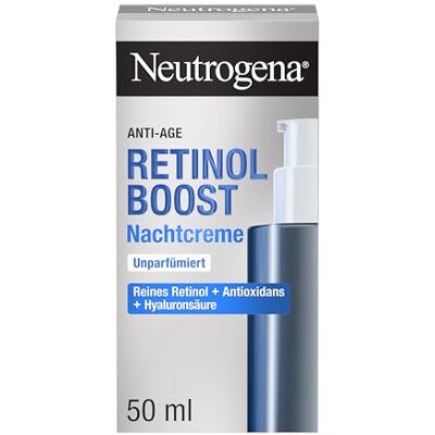 Neutrogena Retinol Boost Nachtcreme 50 ml, Anti-Aging Pflege mit Retinol, Hyaluronsäure und Antioxidans, unparfümierte Gesichtscreme gegen Falten und für straffere Haut Neutrogena Retinol Boost Nachtcreme 50 ml, Anti-Aging Pflege mit Retinol, Hyaluronsäure und Antioxidans, unparfümierte Gesichtscreme gegen Falten und für straffere Haut