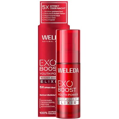 WELEDA Youth Power EXO Boost Night Repair Elixir Granatapfel & Astaxanthin Naturkosmetik Anti Falten Gesichtspflege Elixier Serum für sichtbar glattere Haut & Glow reduziert Falten (vegan, 30ml) WELEDA Youth Power EXO Boost Night Repair Elixir Granatapfel & Astaxanthin Naturkosmetik Anti Falten Gesichtspflege Elixier Serum für sichtbar glattere Haut & Glow reduziert Falten (vegan, 30ml)