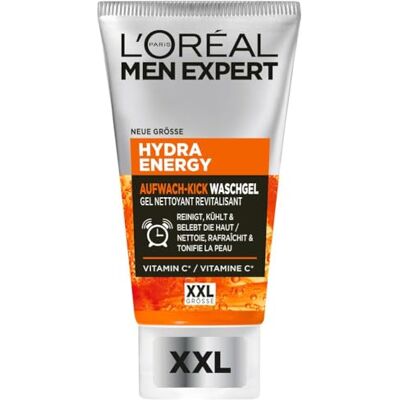 L'Oréal XXL Gesichtsreinigung gegen müde Haut für Männer, Erfrischendes Waschgel gegen Unreinheiten, Herren Cleanser für das Gesicht mit Guarana und Vitamin C, Hydra Energy, 1 x 150 ml L'Oréal XXL Gesichtsreinigung gegen müde Haut für Männer, Erfrischendes Waschgel gegen Unreinheiten, Herren Cleanser für das Gesicht mit Guarana und Vitamin C, Hydra Energy, 1 x 150 ml