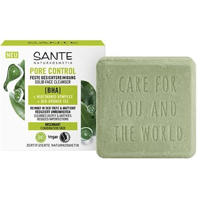 Sante Naturkosmetik Pore Control Feste Gesichtsreinigung 60 g porentiefe Reinigung für Mischhaut mit BHA, Niacinamid-Effect & Bio-Grüner Tee seifenfrei & dermatologisch getestet Sante Naturkosmetik Pore Control Feste Gesichtsreinigung 60 g porentiefe Reinigung für Mischhaut mit BHA, Niacinamid-Effect & Bio-Grüner Tee seifenfrei & dermatologisch getestet