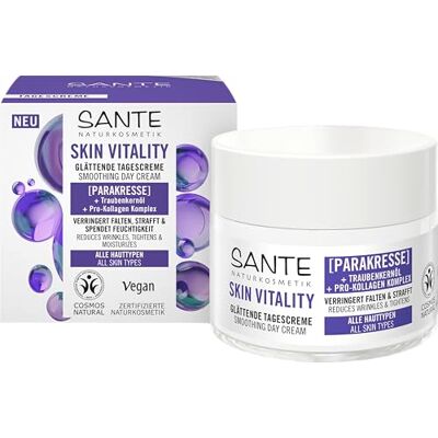 Sante Naturkosmetik Face Skin Vitality Tagescreme, revitalisierende Feuchtigkeitspflege mit Parakresse, Traubenkernöl & Pro-Kollagen, Anti-Aging-Creme für alle Hauttypen, 50ml Sante Naturkosmetik Face Skin Vitality Tagescreme, revitalisierende Feuchtigkeitspflege mit Parakresse, Traubenkernöl & Pro-Kollagen, Anti-Aging-Creme für alle Hauttypen, 50ml