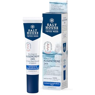 Salthouse Totes Meer Therapie Beruhigende Augencreme 24h, mit Hyaluronsäure für trockene und empfindliche Augenkonturen, ideal als Make-up Unterlage, 15ml Salthouse Totes Meer Therapie Beruhigende Augencreme 24h, mit Hyaluronsäure für trockene und empfindliche Augenkonturen, ideal als Make-up Unterlage, 15ml