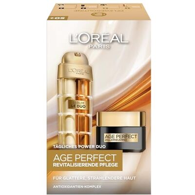 L'Oreal Paris L'Oréal Paris Age Perfect Anti-Aging Routine: Serum Le Duo & Zell-Renaissance Tagespflege, revitalisierendes Geschenkset mit Kollagen Peptid und Vitamin E, 30 ml & 50ml L'Oreal Paris L'Oréal Paris Age Perfect Anti-Aging Routine: Serum Le Duo & Zell-Renaissance Tagespflege, revitalisierendes Geschenkset mit Kollagen Peptid und Vitamin E, 30 ml & 50ml