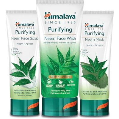Himalaya Herbals Purifying Neem Face Wash with Face Scrub & Face Mask Natural Moisturizing Facial Cleanser with Goodness of Neem and Turmeric, Deeply Cleanses, Oil Control -(SET) Himalaya Herbals Purifying Neem Face Wash with Face Scrub & Face Mask Natural Moisturizing Facial Cleanser with Goodness of Neem and Turmeric, Deeply Cleanses, Oil Control -(SET)