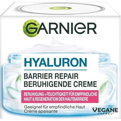 Garnier Hyaluron Barrier Repair: Beruhigende Gesichtscreme für empfindliche Haut, 48h Feuchtigkeit & Regeneration der Hautbarriere mit Sheabutter, Hyaluronsäure & Aloe Vera, Tages- & Nachtcreme, 50ml Garnier Hyaluron Barrier Repair: Beruhigende Gesichtscreme für empfindliche Haut, 48h Feuchtigkeit & Regeneration der Hautbarriere mit Sheabutter, Hyaluronsäure & Aloe Vera, Tages- & Nachtcreme, 50ml