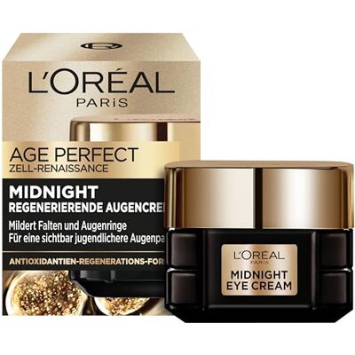 L'Oreal Paris L'Oréal Paris Midnight Augencreme für Frauen: für sichtbar jugendlichere, wachere Augen mit Antioxidantien-Regenerationsformel und seidenartige Textur, Age Perfect Zell Renaissance1x 15ml L'Oreal Paris L'Oréal Paris Midnight Augencreme für Frauen: für sichtbar jugendlichere, wachere Augen mit Antioxidantien-Regenerationsformel und seidenartige Textur, Age Perfect Zell Renaissance1x 15ml