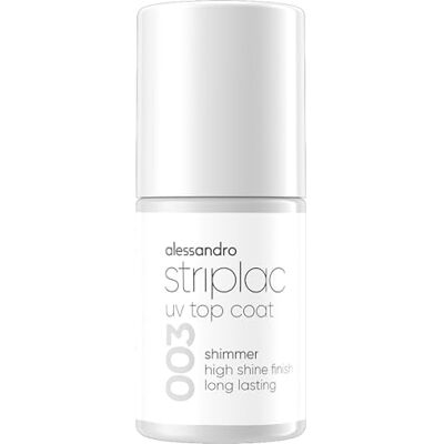 alessandro Striplac UV-Top Coat Shimmer Glänzende, Kratzfeste Nägel bis zu 15 Tage Mit & ohne Farbe Anwendbar Schonende Abziehtechnologie Vegan Silber, Transparent, 6,5ml alessandro Striplac UV-Top Coat Shimmer Glänzende, Kratzfeste Nägel bis zu 15 Tage Mit & ohne Farbe Anwendbar Schonende Abziehtechnologie Vegan Silber, Transparent, 6,5ml