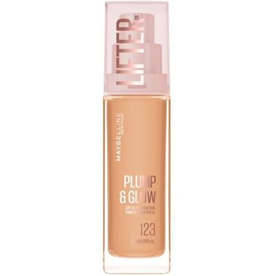 MAYBELLINE New York Lifter Foundation, Flüssiges Make-up für strahlenden Teint mit Hyaluron und Niacinamid, polstert auf & spendet Feuchtigkeit, Nr. 123, 30 ml MAYBELLINE New York Lifter Foundation, Flüssiges Make-up für strahlenden Teint mit Hyaluron und Niacinamid, polstert auf & spendet Feuchtigkeit, Nr. 123, 30 ml