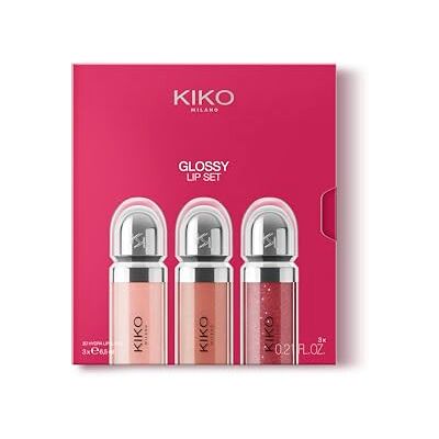 Kiko Milano Glossy Lip Set 03, Lippen-Set: 3 Feuchtigkeitsspendende Lipglosse Mit 3D-Volumeneffekt Kiko Milano Glossy Lip Set 03, Lippen-Set: 3 Feuchtigkeitsspendende Lipglosse Mit 3D-Volumeneffekt