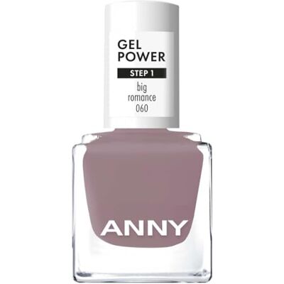 ANNY Gel Power Nail Polish – Gel-Farb-Nagellack ohne UV-Lampe, brillanter Glanz & bis zu 12 Tage Halt, splitter- & kratzresistent, Farbe: Big Romance Gedämpftes Mauvegrau – 8 ml ANNY Gel Power Nail Polish – Gel-Farb-Nagellack ohne UV-Lampe, brillanter Glanz & bis zu 12 Tage Halt, splitter- & kratzresistent, Farbe: Big Romance Gedämpftes Mauvegrau – 8 ml