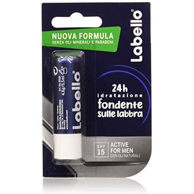 Labello Active For Men, Lippenbalsam SPF15, feuchtigkeitsspendender Lippenbalsam mit Sheabutter und natürlichen Ölen, Lippenbalsam, 5,5 ml, 1 Stück Labello Active For Men, Lippenbalsam SPF15, feuchtigkeitsspendender Lippenbalsam mit Sheabutter und natürlichen Ölen, Lippenbalsam, 5,5 ml, 1 Stück