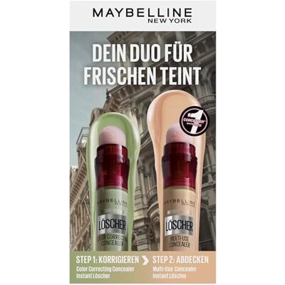 MAYBELLINE New York Instant Anti-Age Löscher Color Corrector Concealer, grün, 6.8 ml + Instant Anti-Age Effekt Concealer Löscher, Nr. 01 Light, 6,8 ml MAYBELLINE New York Instant Anti-Age Löscher Color Corrector Concealer, grün, 6.8 ml + Instant Anti-Age Effekt Concealer Löscher, Nr. 01 Light, 6,8 ml