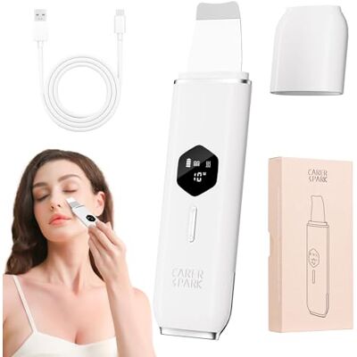 CARER SPARK Skin Scrubber Ultraschall,Ultraschallpeelinggerät für das Gesicht-Mitesser-Entferner mit 4 Modi LED-Anzeige,10-Min-Autoabschaltung für Tiefenreinigung Mitesserentfernung USB-Aufladung CARER SPARK Skin Scrubber Ultraschall,Ultraschallpeelinggerät für das Gesicht-Mitesser-Entferner mit 4 Modi LED-Anzeige,10-Min-Autoabschaltung für Tiefenreinigung Mitesserentfernung USB-Aufladung
