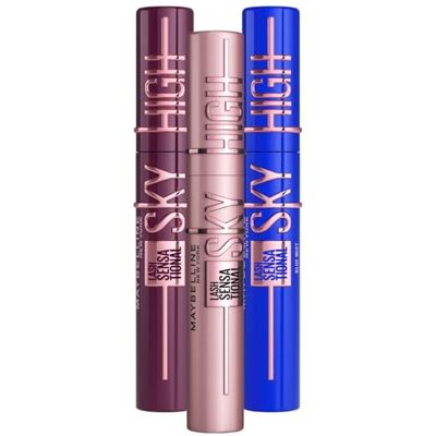 MAYBELLINE New York Lash Sensational Sky High Mascara in Schwarz, Blau und Burgundy für lange Wimpern, Very Black, Blue Mist, Burgundy Haze, 3x 7,2 ml MAYBELLINE New York Lash Sensational Sky High Mascara in Schwarz, Blau und Burgundy für lange Wimpern, Very Black, Blue Mist, Burgundy Haze, 3x 7,2 ml