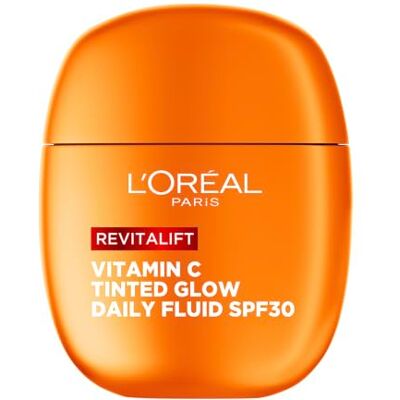 L'Oreal Paris L'Oréal Paris Vitamin C Fluid, Getönt & mit LSF 30, tägliche Feuchtigkeitspflege für strahlenden Teint, gegen Falten sowie UVA- & UVB-Strahlen, leichtes Glow-Fluid, Revitalift, 1 x 40ml L'Oreal Paris L'Oréal Paris Vitamin C Fluid, Getönt & mit LSF 30, tägliche Feuchtigkeitspflege für strahlenden Teint, gegen Falten sowie UVA- & UVB-Strahlen, leichtes Glow-Fluid, Revitalift, 1 x 40ml