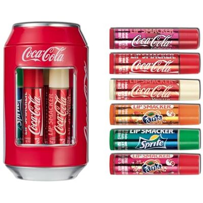 Lip Smacker , Coca-Cola Lippenbalsam-Sortiment, Feuchtigkeitsspendender, duftender Lippenbalsam in Sammlerdose, Geschenkset für Mädchen, 6 Coca-Cola-Geschmacksrichtungen Lip Smacker , Coca-Cola Lippenbalsam-Sortiment, Feuchtigkeitsspendender, duftender Lippenbalsam in Sammlerdose, Geschenkset für Mädchen, 6 Coca-Cola-Geschmacksrichtungen