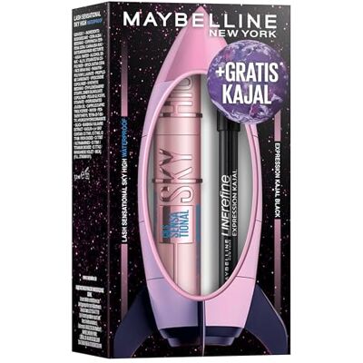 MAYBELLINE New York XMAS Set Sky High Waterproof Black Mascara & Expression Kajal Eyeliner 33 Black MAYBELLINE New York XMAS Set Sky High Waterproof Black Mascara & Expression Kajal Eyeliner 33 Black