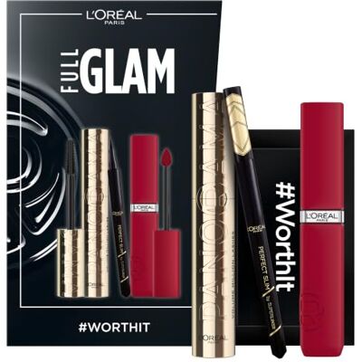 L'Oreal Paris L'Oréal Paris Make-up Set mit Wimperntusche, Eyeliner und Lippenstift, Volume Million Lashes Mascara (schwarz), Infaillible Matte Resistance (rot), Superliner Perfect Slim (schwarz), 3-teilig L'Oreal Paris L'Oréal Paris Make-up Set mit Wimperntusche, Eyeliner und Lippenstift, Volume Million Lashes Mascara (schwarz), Infaillible Matte Resistance (rot), Superliner Perfect Slim (schwarz), 3-teilig