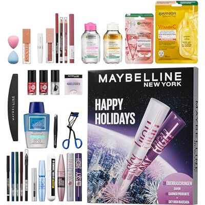 MAYBELLINE New York Adventskalender 2025, Mit 31 Türchen für den gesamten Dezember, 26 Originalprodukten & 5 Goodies, inkl. 2 Sky High Mascara + 4 Garnier Skincare Produkten MAYBELLINE New York Adventskalender 2025, Mit 31 Türchen für den gesamten Dezember, 26 Originalprodukten & 5 Goodies, inkl. 2 Sky High Mascara + 4 Garnier Skincare Produkten