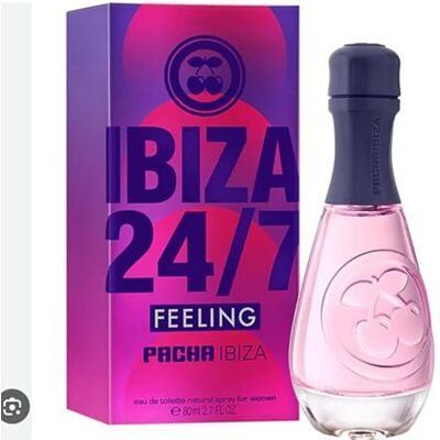 PACHA Ibiza Perfumes – Feeling Ibiza 24/7 Her, Eau de Toilette für Damen – Langanhaltend – Eleganter, frischer und junger Duft – Blumige, Bernstein- und fruchtige Noten – Ideal für tagsüber – 80 ml PACHA Ibiza Perfumes – Feeling Ibiza 24/7 Her, Eau de Toilette für Damen – Langanhaltend – Eleganter, frischer und junger Duft – Blumige, Bernstein- und fruchtige Noten – Ideal für tagsüber – 80 ml