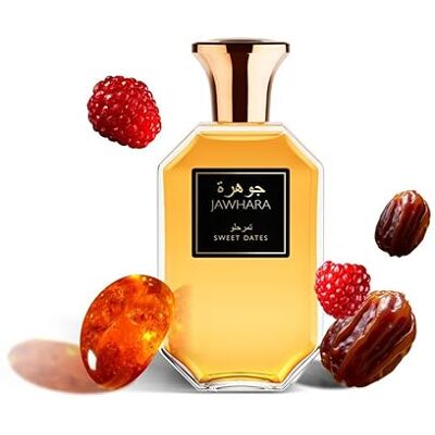 Jawhara Collection Sweet Dates Unisex Eau de Parfum, fruchtiger Amber-Duft mit süßen Noten von Vanille, Datteln-Akkord und Patschuli, langanhaltender Duft für jeden Anlass, 100 ml Jawhara Collection Sweet Dates Unisex Eau de Parfum, fruchtiger Amber-Duft mit süßen Noten von Vanille, Datteln-Akkord und Patschuli, langanhaltender Duft für jeden Anlass, 100 ml