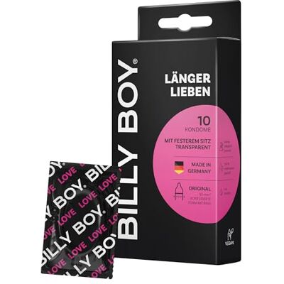 Billy Boy Kondome Länger Lieben 10er 52 mm ORIGINAL mit Ring Kondome für ein längeres und intensiveres Erlebnis (1x10 Stück) Billy Boy Kondome Länger Lieben 10er 52 mm ORIGINAL mit Ring Kondome für ein längeres und intensiveres Erlebnis (1x10 Stück)