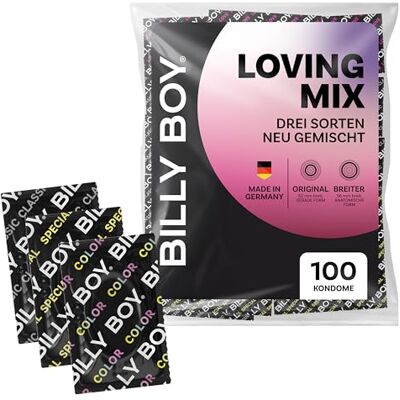 Billy Boy Loving Mix 100er Kondommix 52 mm und 56 mm verschiedene Sorten gemischt 100 Stück Billy Boy Loving Mix 100er Kondommix 52 mm und 56 mm verschiedene Sorten gemischt 100 Stück