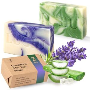 lubiu Naturseife Duo – Lavendelseife & Aloe Vera Seife Ohne Palmöl – Handgemachte Seife Stück (2x100g) – Duftseifen für alle Hauttypen & Kinder – Duschseife, Handseife & Gesichtsseife Natural Soap lubiu Naturseife Duo – Lavendelseife & Aloe Vera Seife Ohne Palmöl – Handgemachte Seife Stück (2x100g) – Duftseifen für alle Hauttypen & Kinder – Duschseife, Handseife & Gesichtsseife Natural Soap
