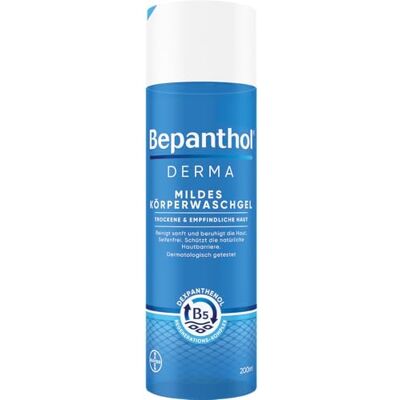 BEPANTHOL DERMA Mildes Körperwaschgel, 200 ml Flasche, mildes Duschgel für empfindliche und trockene Haut, dermatologisch getesteter Feuchtigkeitsspender mit Dexpanthenol, seifenfrei, 200 ml Flasche BEPANTHOL DERMA Mildes Körperwaschgel, 200 ml Flasche, mildes Duschgel für empfindliche und trockene Haut, dermatologisch getesteter Feuchtigkeitsspender mit Dexpanthenol, seifenfrei, 200 ml Flasche