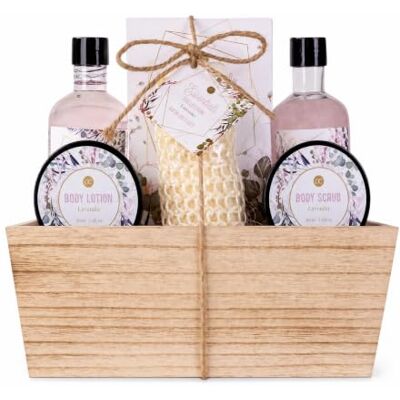 accentra Geschenkset FLORAL DREAMS in Holzkorb mit Lavendel Duft für Frauen Wellnessset für Badezeit und Körperpflege, enthält Duschgel, Schaumbad, Badesalz, Körperpeeling, Bodylotion und Sisalschwamm accentra Geschenkset FLORAL DREAMS in Holzkorb mit Lavendel Duft für Frauen Wellnessset für Badezeit und Körperpflege, enthält Duschgel, Schaumbad, Badesalz, Körperpeeling, Bodylotion und Sisalschwamm