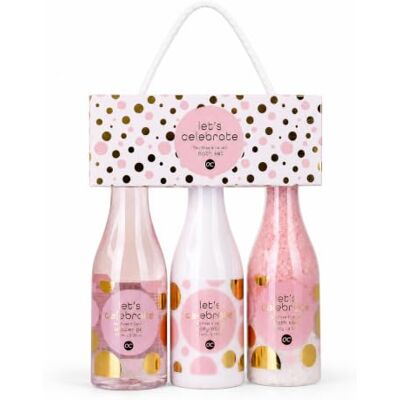 accentra Geschenkset LET'S CELEBRATE, 3-teilig Feierliches Präsent im Prosecco Look: Körperpflege Trio aus Duschgel, Bodylotion und Badezusatz als dekorative Überraschung accentra Geschenkset LET'S CELEBRATE, 3-teilig Feierliches Präsent im Prosecco Look: Körperpflege Trio aus Duschgel, Bodylotion und Badezusatz als dekorative Überraschung