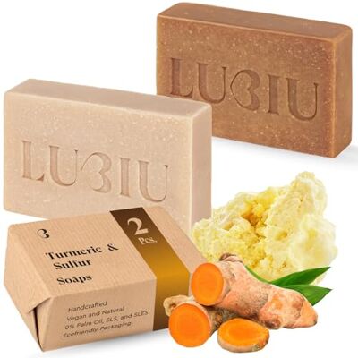 lubiu Naturseife Duo – Schwefel Seife & Kurkuma Seife für Gesicht – (2x100g) Seifenstück Handgemachte Seifen Geschenk Set – Parfümfreie Gesichtsseife Natural Soap Bar Seifen Set lubiu Naturseife Duo – Schwefel Seife & Kurkuma Seife für Gesicht – (2x100g) Seifenstück Handgemachte Seifen Geschenk Set – Parfümfreie Gesichtsseife Natural Soap Bar Seifen Set