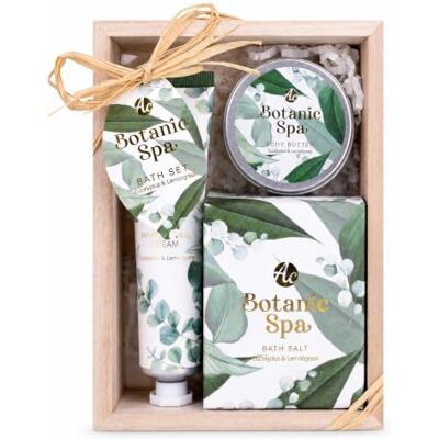 accentra Geschenkset BOTANIC SPA mit Eukalyptus & Lemongrass Duft, 3-teilig Pflegeset im Holzkästchen: Handcreme, Körperbutter und Badesalz mit Eukalyptus & Lemongrass Duft für Verwöhnmomente zu Hause accentra Geschenkset BOTANIC SPA mit Eukalyptus & Lemongrass Duft, 3-teilig Pflegeset im Holzkästchen: Handcreme, Körperbutter und Badesalz mit Eukalyptus & Lemongrass Duft für Verwöhnmomente zu Hause