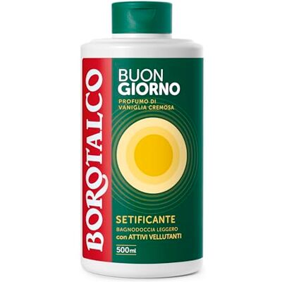 Borotalco , Duschbad Buongiorno Weichmacher, 500 ml Mit samtigen Aktivstoffen, cremiger Vanilleduft, leichte Textur, Weichheit und Komfort Borotalco , Duschbad Buongiorno Weichmacher, 500 ml Mit samtigen Aktivstoffen, cremiger Vanilleduft, leichte Textur, Weichheit und Komfort