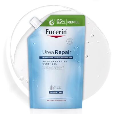 Eucerin UreaRepair 5% Urea Sanftes Duschgel Nachfüllbeutel 400 ml, Shower Gel reinigt und peelt trockene Haut, reinigende Hautpflege für Gesicht und Körper mit Urea und Panthenol Eucerin UreaRepair 5% Urea Sanftes Duschgel Nachfüllbeutel 400 ml, Shower Gel reinigt und peelt trockene Haut, reinigende Hautpflege für Gesicht und Körper mit Urea und Panthenol