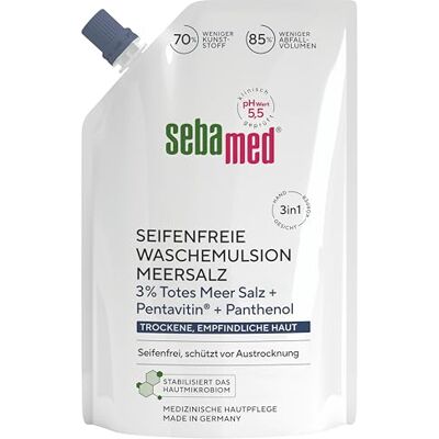 Sebamed seifenfreie Waschemulsion Meersalz Nachfüllbeutel 400 ml, für eine besonders milde Reinigung der trockenen und empfindlichen Haut, zur Hand-, Gesichts- und Körperreinigung geeignet Sebamed seifenfreie Waschemulsion Meersalz Nachfüllbeutel 400 ml, für eine besonders milde Reinigung der trockenen und empfindlichen Haut, zur Hand-, Gesichts- und Körperreinigung geeignet