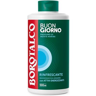Borotalco , Duschbad Buongiorno erfrischend, 500 ml Mit belebenden Wirkstoffen, Duft von Meeresminze, leichte Textur, Frische und Vitalität Borotalco , Duschbad Buongiorno erfrischend, 500 ml Mit belebenden Wirkstoffen, Duft von Meeresminze, leichte Textur, Frische und Vitalität
