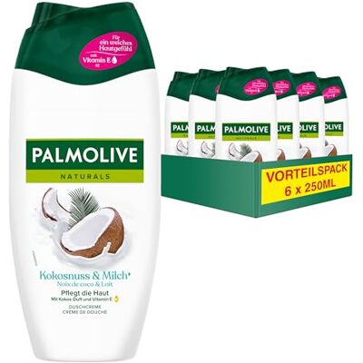 Palmolive Duschgel Naturals Kokosnuss & Milch, Pflegend, 6x 250 ml Duschcreme für ein sanftes Hautgefühl, Erhält die Feuchtigkeit, Körperpflege, Mit Vitamin E und tropischem Kokos-Duft Palmolive Duschgel Naturals Kokosnuss & Milch, Pflegend, 6x 250 ml Duschcreme für ein sanftes Hautgefühl, Erhält die Feuchtigkeit, Körperpflege, Mit Vitamin E und tropischem Kokos-Duft