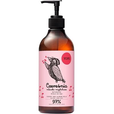 Yope Flüssigseife Kirsche und Mandelmilch, Pflegende Handseife, 500 ml Formel mit 98 % Natürlichen Inhaltsstoffen, Vegane Rezeptur, Regenerierendes Panthenol, Beruhigendes Allantoin Yope Flüssigseife Kirsche und Mandelmilch, Pflegende Handseife, 500 ml Formel mit 98 % Natürlichen Inhaltsstoffen, Vegane Rezeptur, Regenerierendes Panthenol, Beruhigendes Allantoin