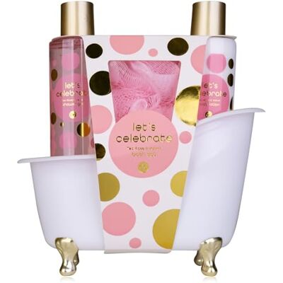 accentra LET'S CELEBRATE Bade Geschenk Set zur Entspannung für Frauen zum Geburtstag oder Weihnachten 3-Teiliges Wellness Geschenk- & Pflegeset mit Mini Deko-Badewanne accentra LET'S CELEBRATE Bade Geschenk Set zur Entspannung für Frauen zum Geburtstag oder Weihnachten 3-Teiliges Wellness Geschenk- & Pflegeset mit Mini Deko-Badewanne